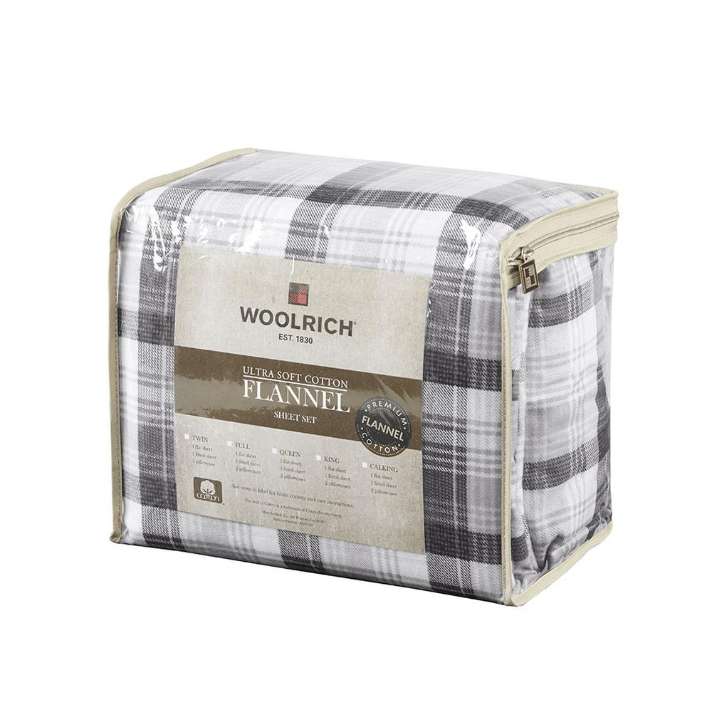 Flannel Sheet Set, Grey Plaid color