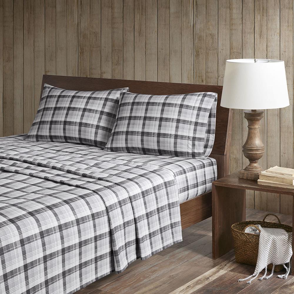 Flannel Sheet Set, Grey Plaid color