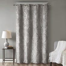Knitted Jacquard Damask Total Blackout Grommet Top Curtain Panel