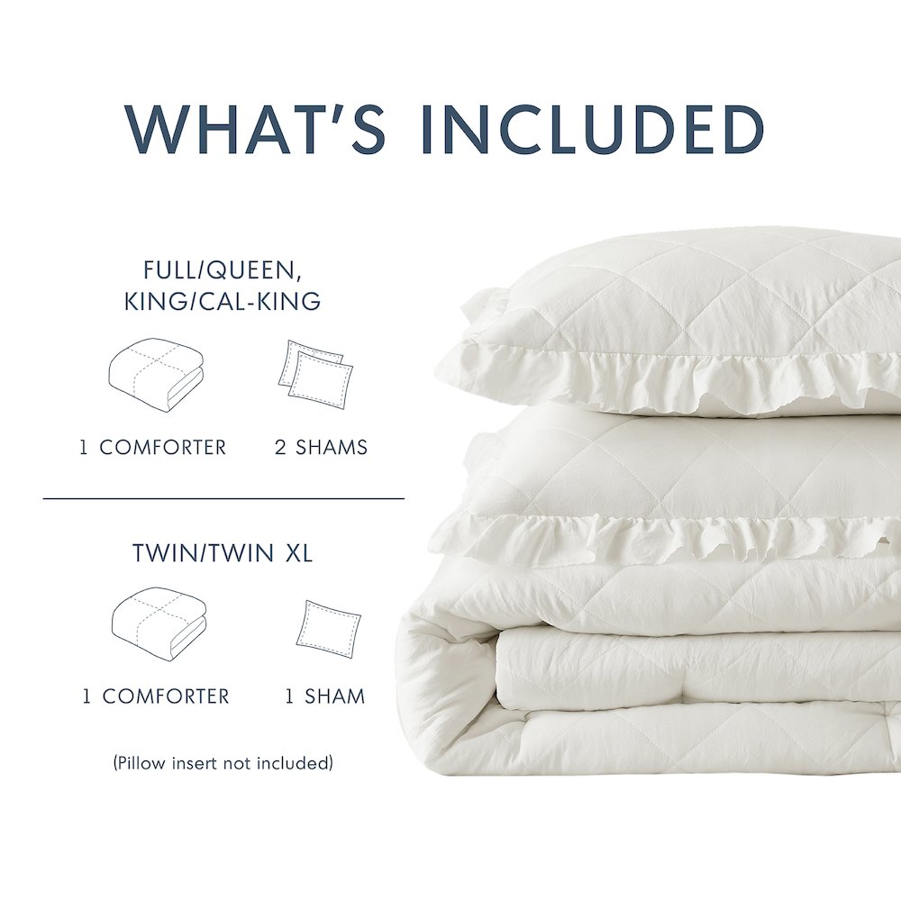Diamond Quilted Ruffle Edge Comforter Set