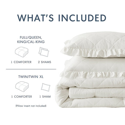 Diamond Quilted Ruffle Edge Comforter Set