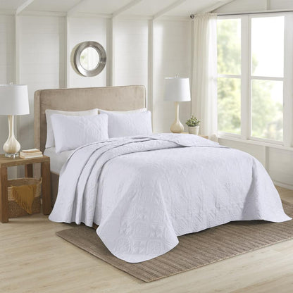 Oakley 3 Piece Reversible Bedspread Set, White color