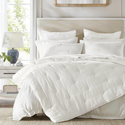 Breeze Cotton Gauze  Embroidered Quilt Set, White color
