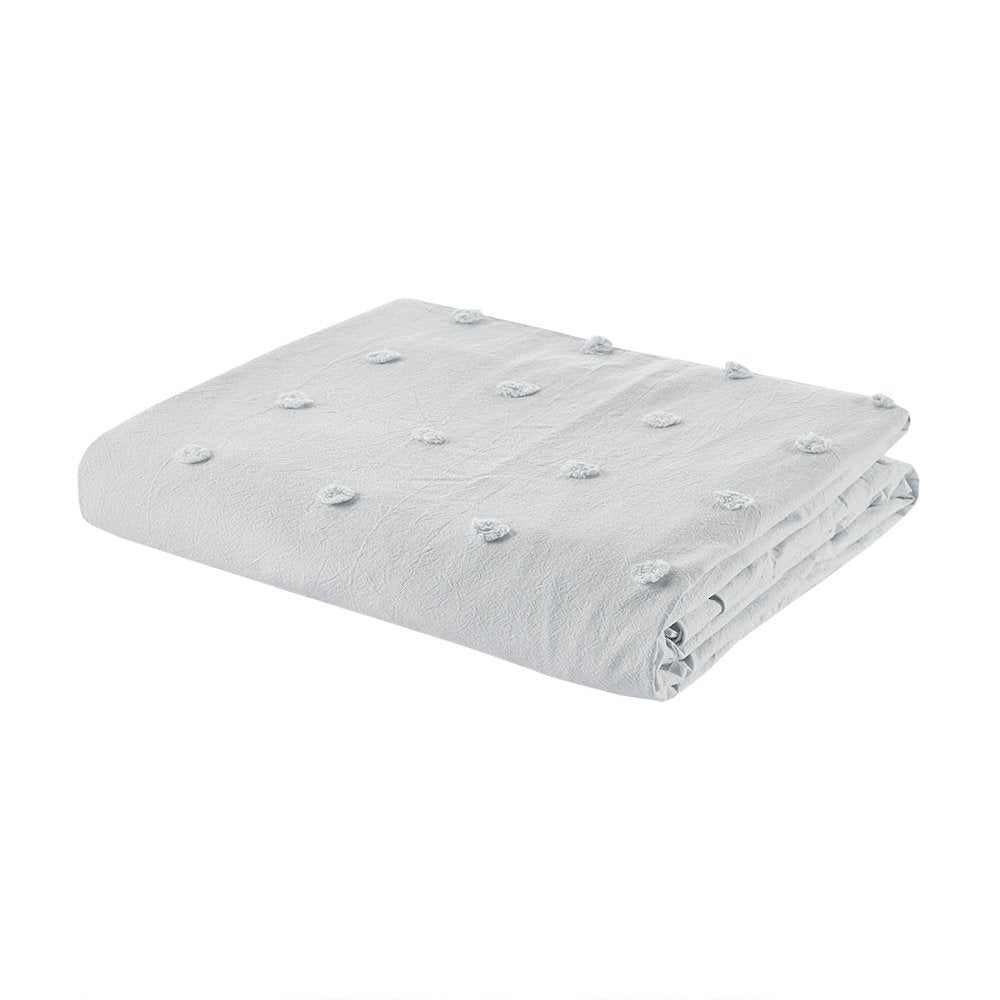 Cotton Jacquard Duvet Cover Set with Euro Shams and Throw Pillows