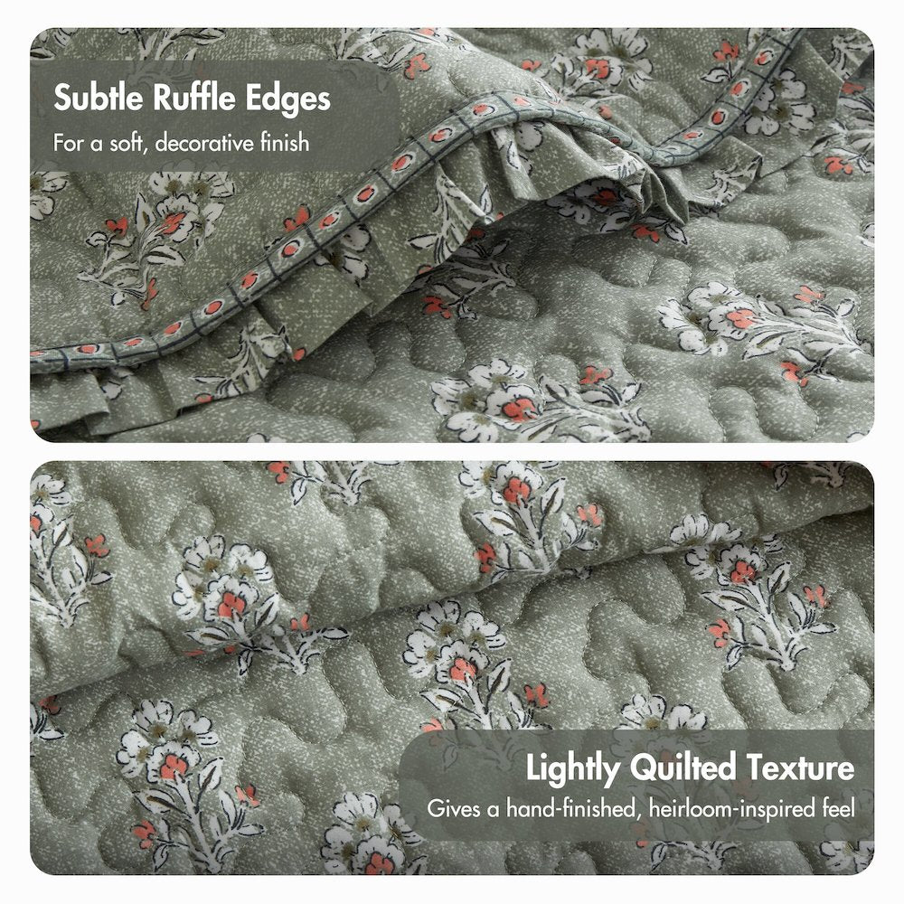 Linwood Ruffle Printed Quilt Set