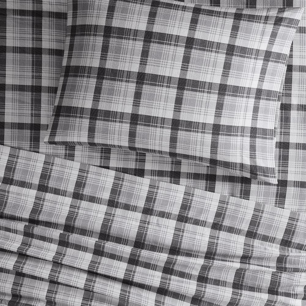 Flannel Sheet Set, Grey Plaid color