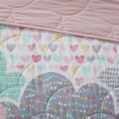 Reversible Cotton Quilt Set with Throw Pillows