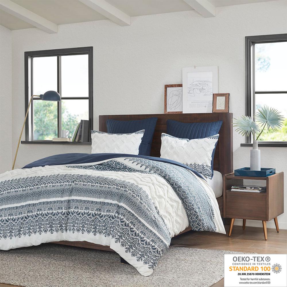 3 Piece Cotton Duvet Cover Set with Chenille Tufting