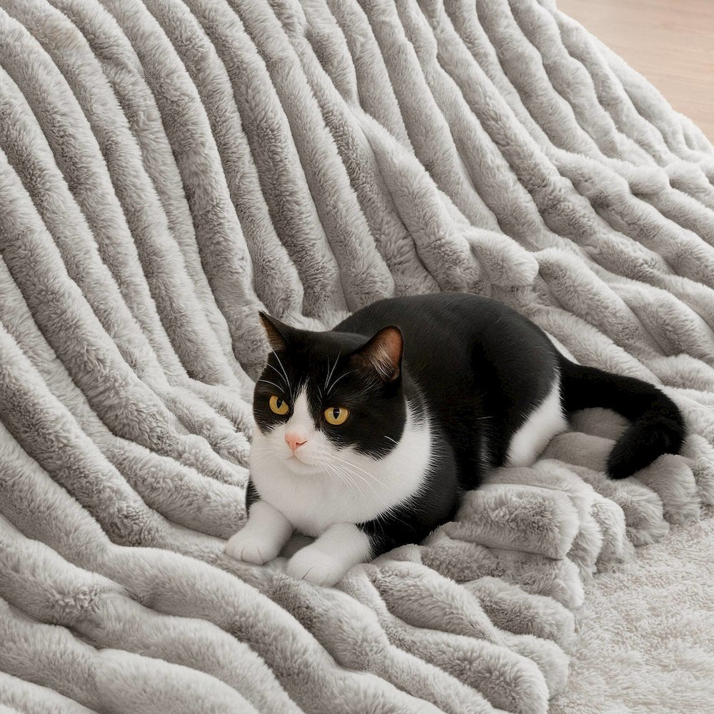 Jasmine Ultrasoft Faux Fur Ribbed Comforter Set, Light Gray color