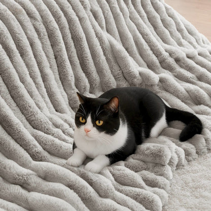 Jasmine Ultrasoft Faux Fur Ribbed Comforter Set, Light Gray color