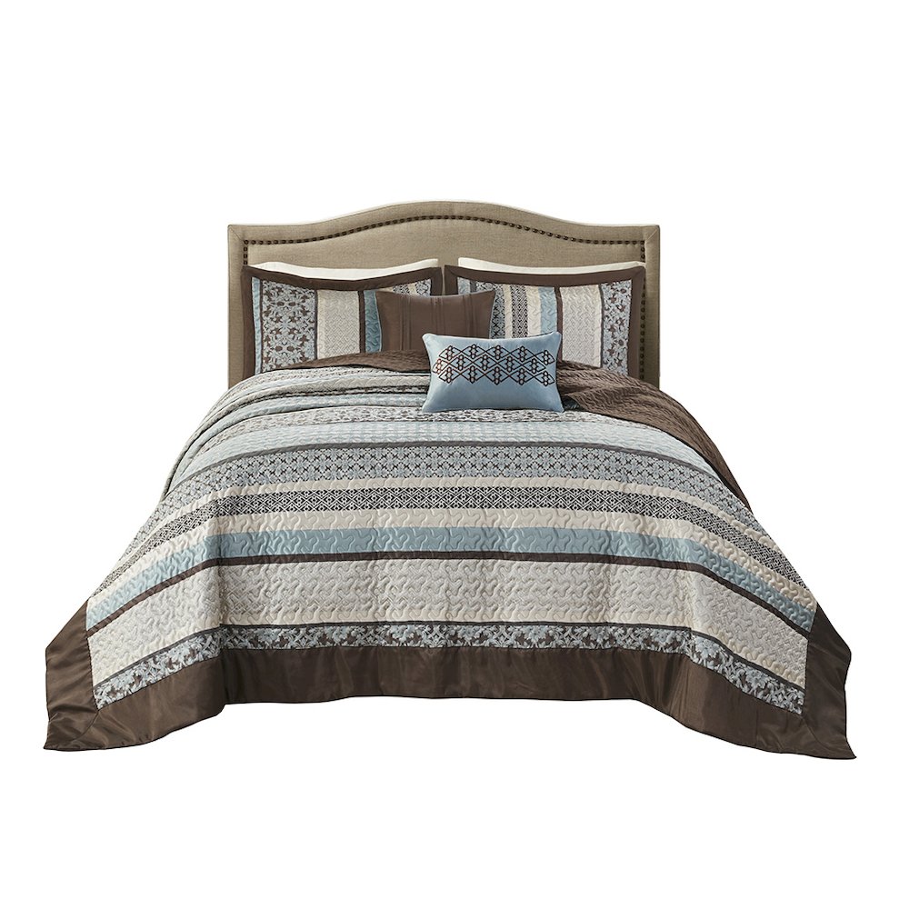 5 Piece Reversible Jacquard Bedspread Set