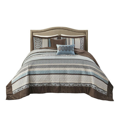 5 Piece Reversible Jacquard Bedspread Set