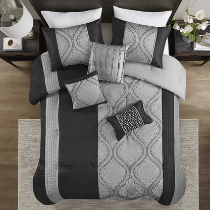 6 Piece Jacquard Comforter Set with Throw Pillows