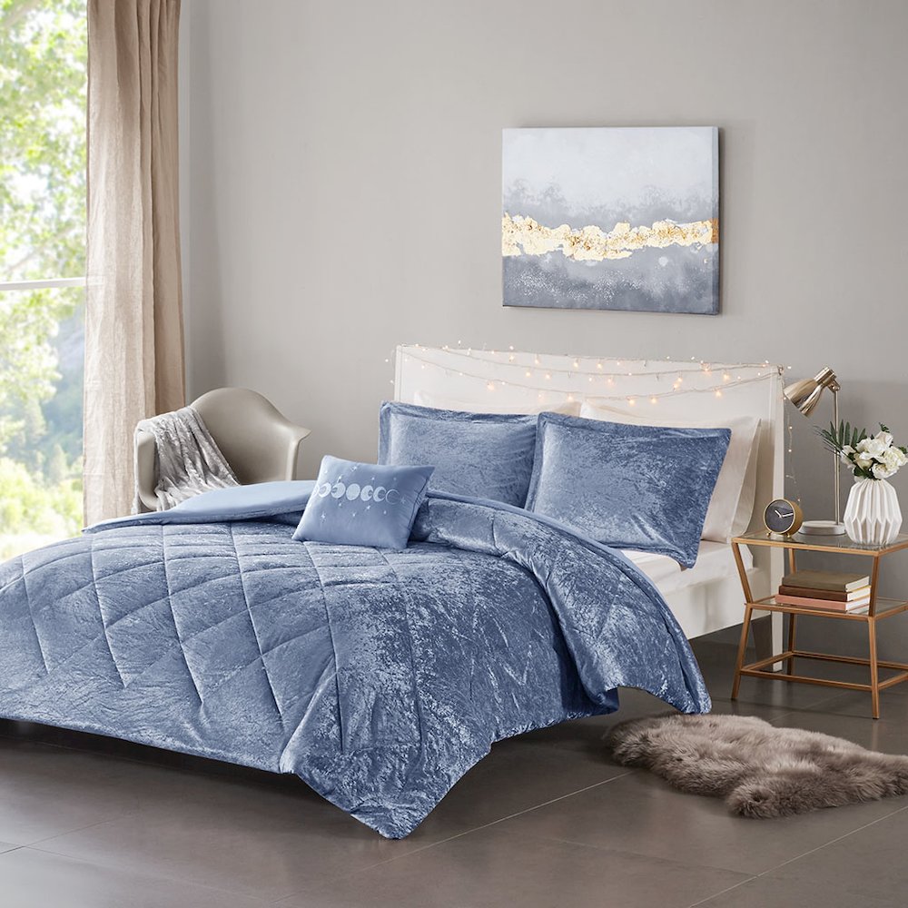 Velvet Duvet Cover Set with Throw Pillow