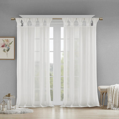 Floral Embellished Cuff Tab Top Solid Curtain Panel