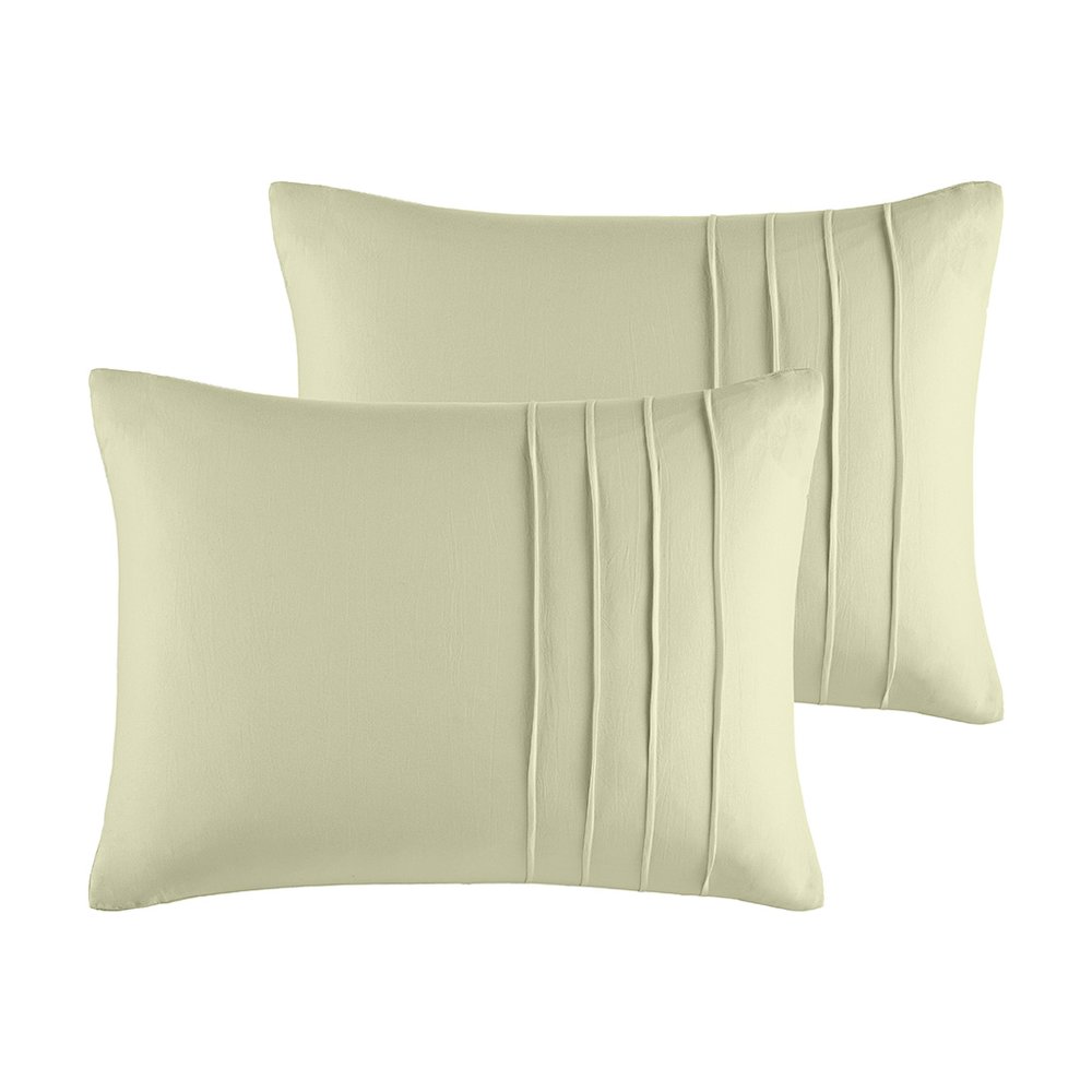Porter Soft Washed Pleated Duvet Cover Set, Sage color