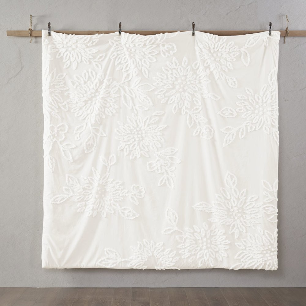 3 Piece Tufted Cotton Chenille Floral Comforter Set