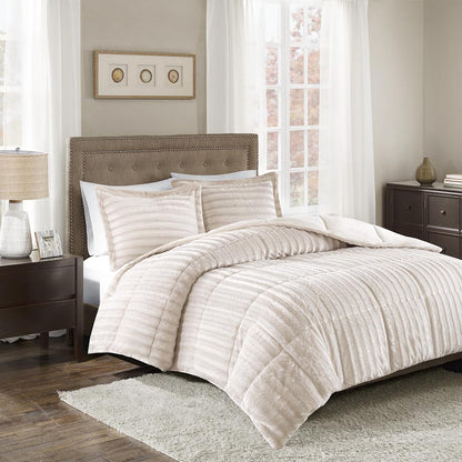 Duke Faux Fur Comforter Mini Set, Champagne color