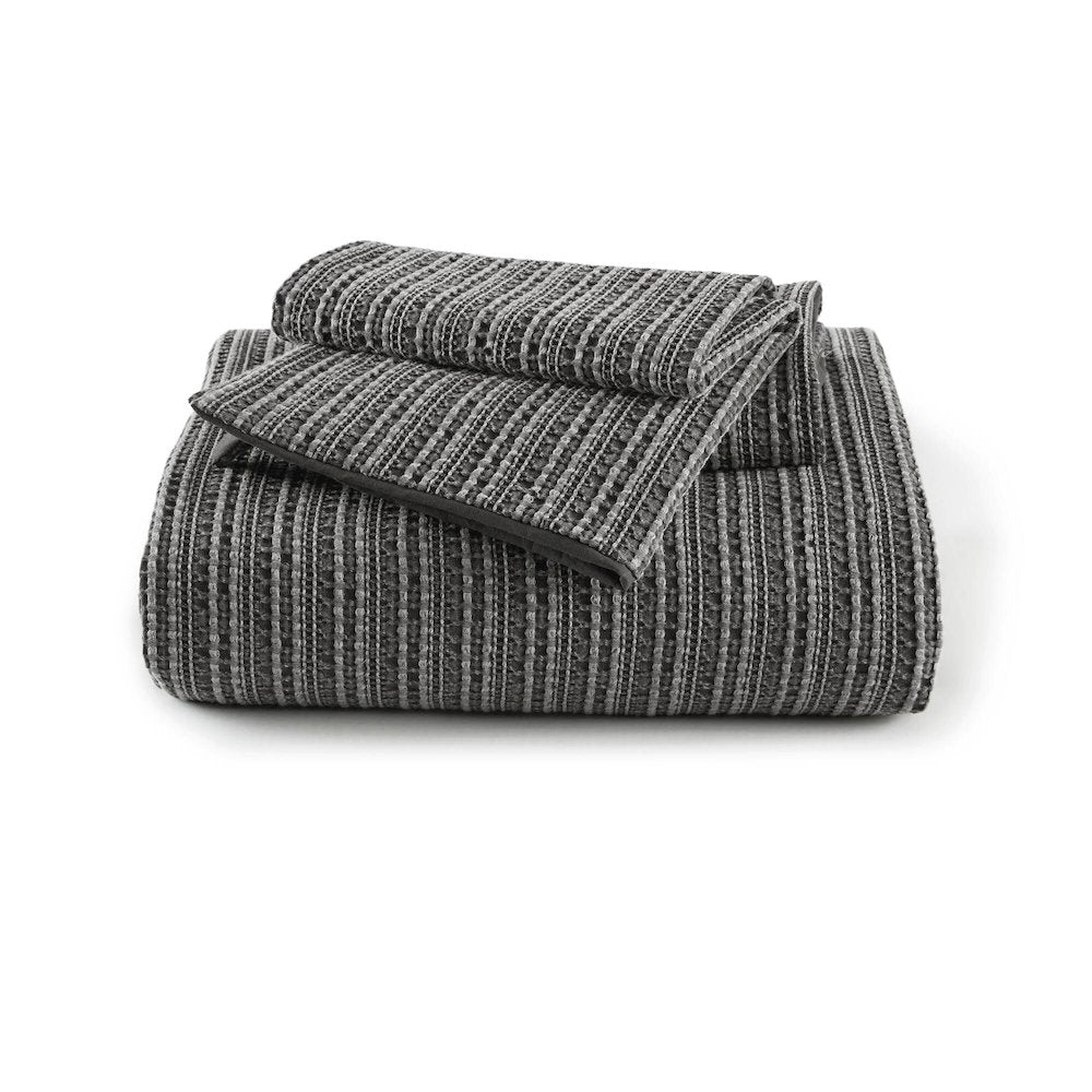 Lyon Waffle Washed Duvet Set, Charcoal color