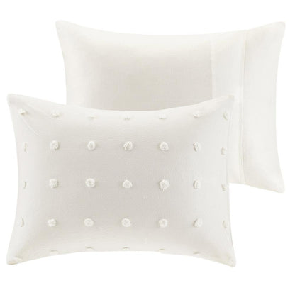 Cotton Jacquard Duvet Cover Set with Euro Shams and Throw Pillows