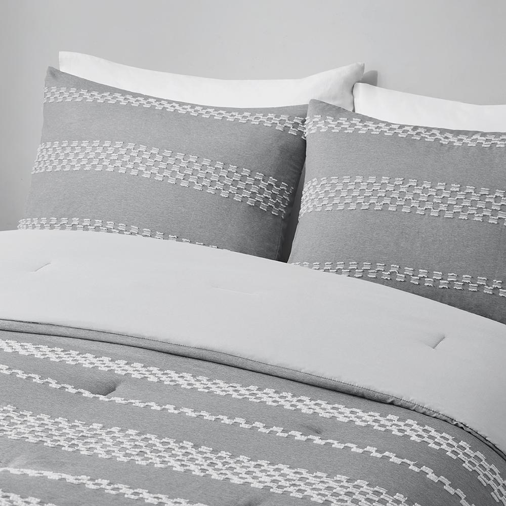5 Piece Clipped Jacquard Comforter Set with Throw Pillows