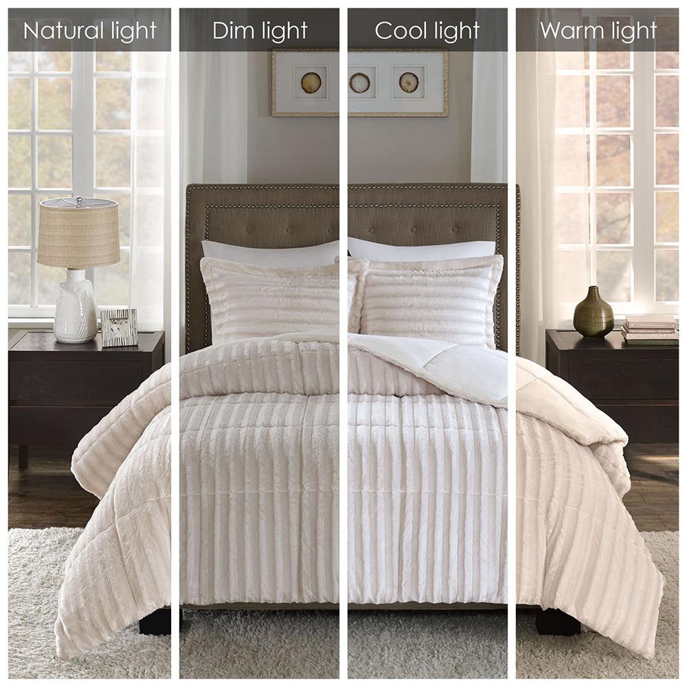 Duke Faux Fur Comforter Mini Set, Champagne color