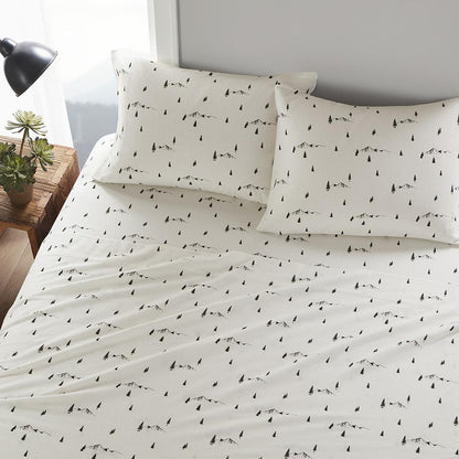 Cotton Flannel Sheet Set, Black Pine Trees color