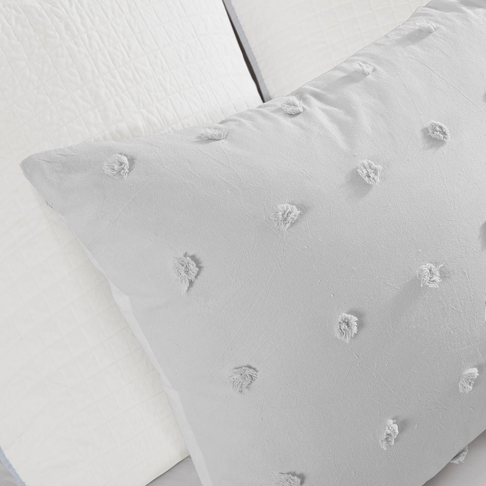 Cotton Jacquard Comforter Set with Euro Shams and Throw Pillows