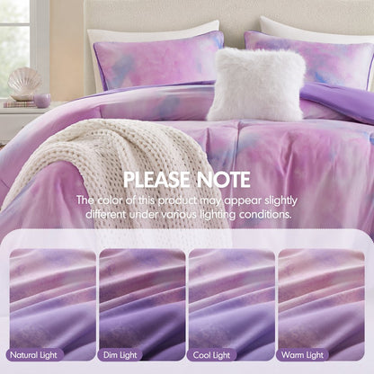 Cassiopeia Watercolor Tie Dye Printed Comforter Set with Throw Pillow