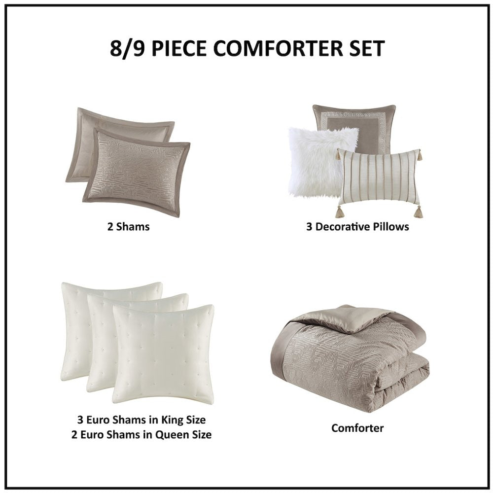 Oversized Velvet Comforter Set with Euro Shams and Throw Pillows