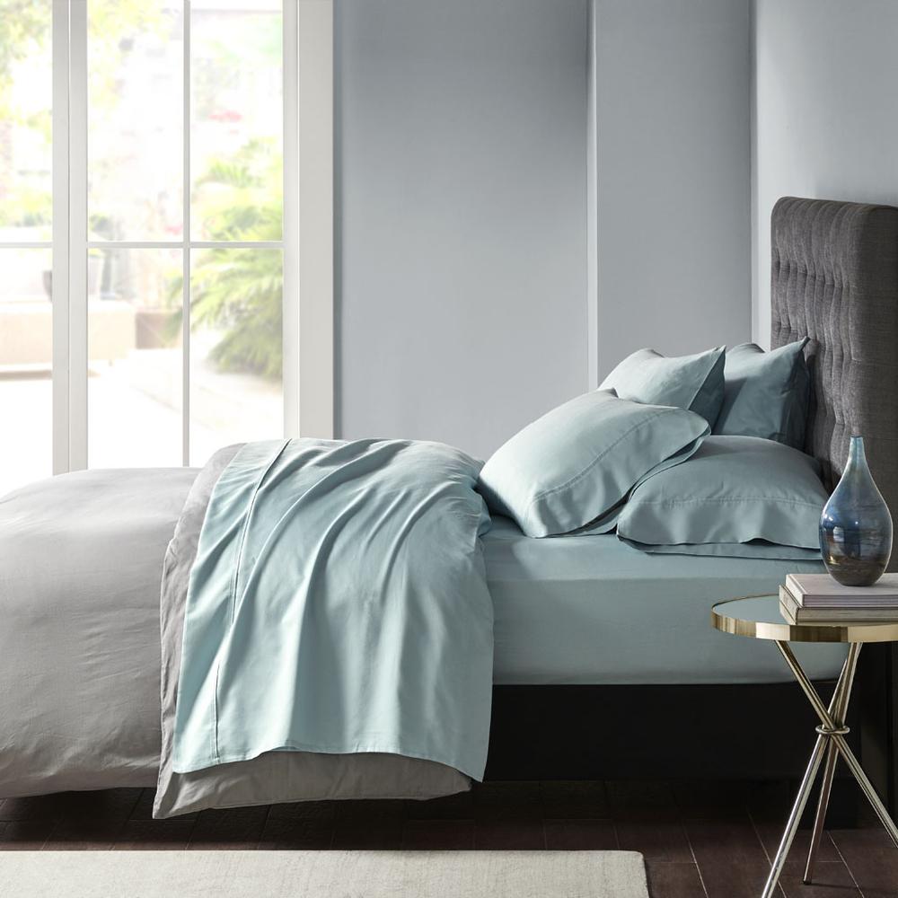 800 Thread Count Cotton Blend Sateen Sheet Set, Aqua color
