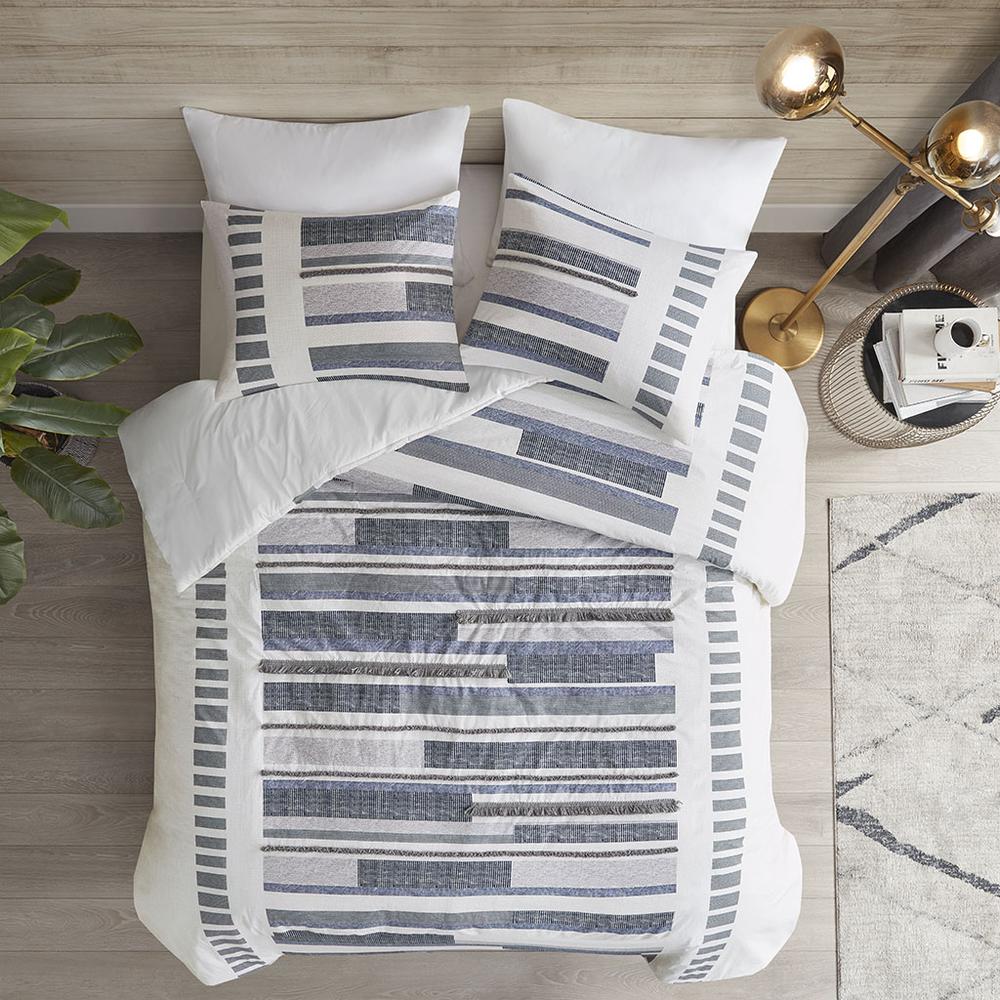 3 Piece Cotton Printed Comforter Set w/ trims