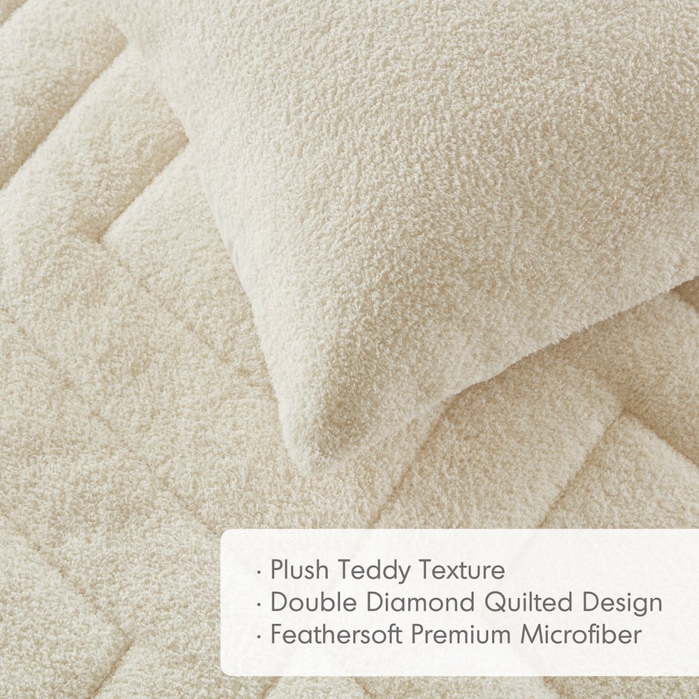 Double Diamond Quilted Teddy Comforter Set