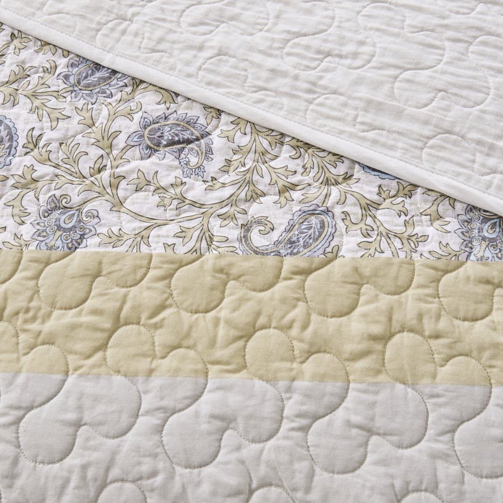 6 Piece Cotton Percale Quilt Set with Throw Pillows