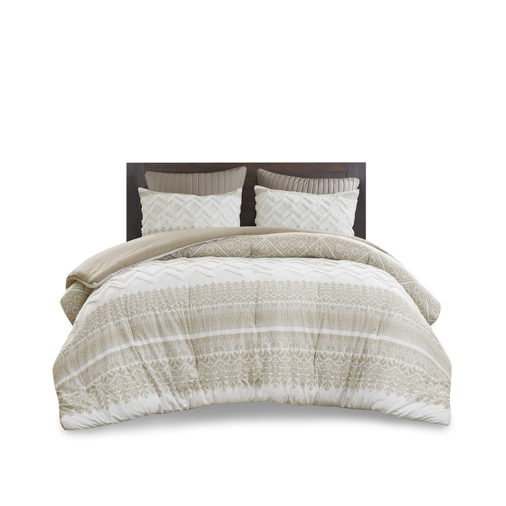 3 Piece Cotton Comforter Set with Chenille Tufting