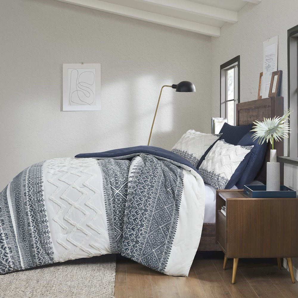 Mila 3 Piece Cotton Comforter Set with Chenille Tufting