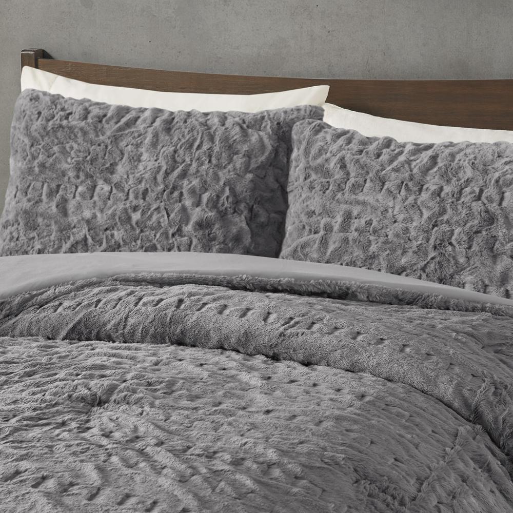 Ruched Fur Down Alternative Comforter Set