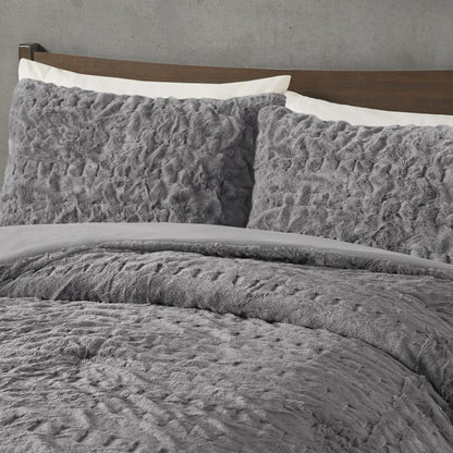 Ruched Fur Down Alternative Comforter Set