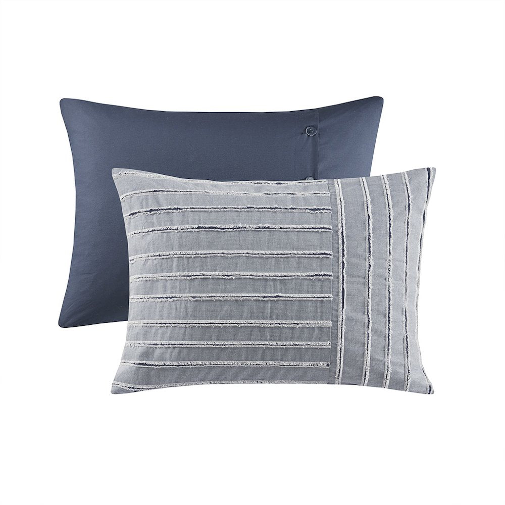 Cotton Clipped Jacquard Comforter Set with Euro Shams and Throw Pillows