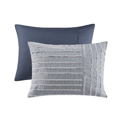 Cotton Clipped Jacquard Comforter Set with Euro Shams and Throw Pillows