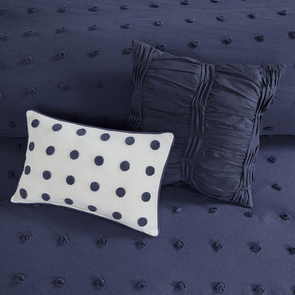 Cotton Jacquard Duvet Cover Set with Euro Shams and Throw Pillows