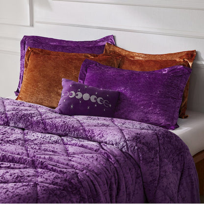 Felicia Velvet Comforter Set with Throw Pillow, Purple color