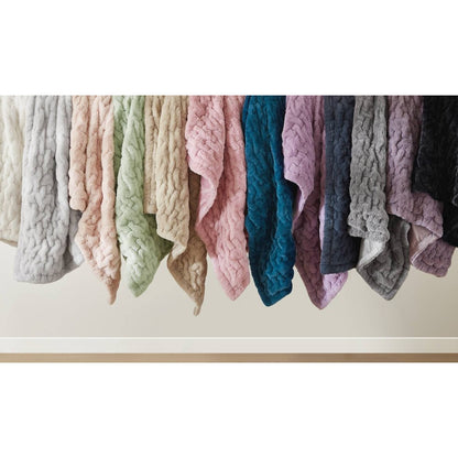 Ruched Fur Throw, Purple color