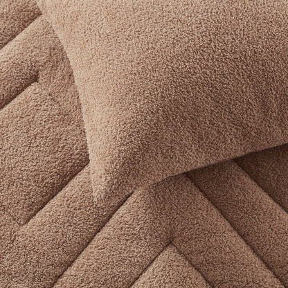 Double Diamond Quilted Teddy Comforter Set
