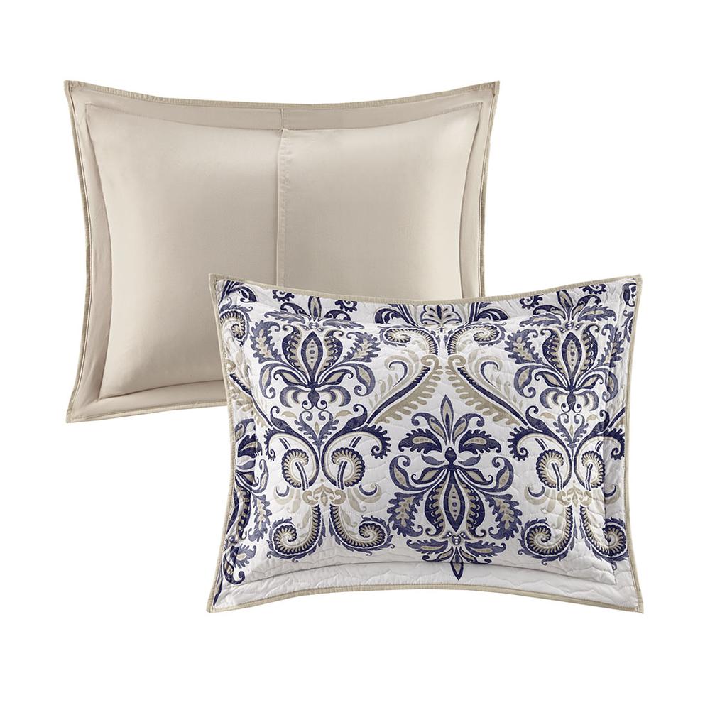 6 Piece Reversible Quilt Set with Throw Pillows