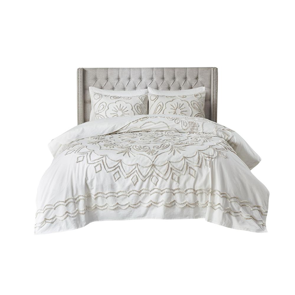 3 Piece Tufted Cotton Chenille  Coverlet Set