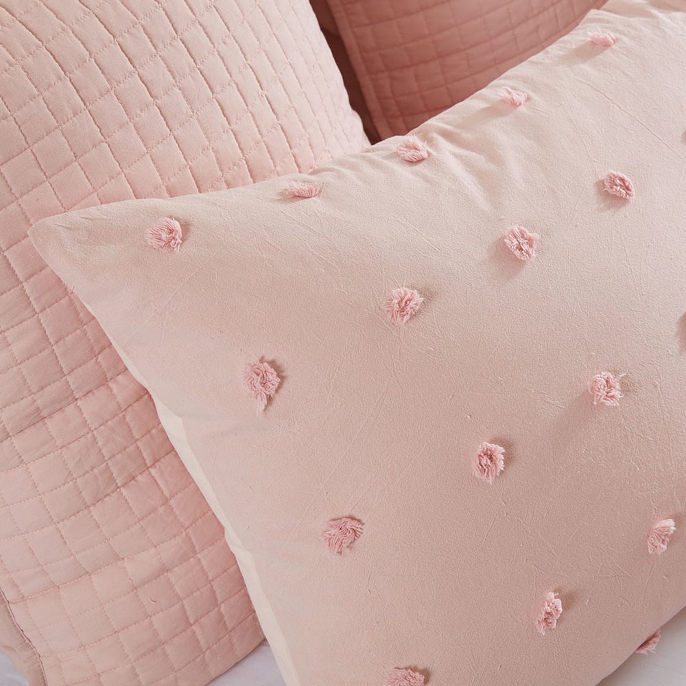 Cotton Jacquard Duvet Cover Set with Euro Shams and Throw Pillows