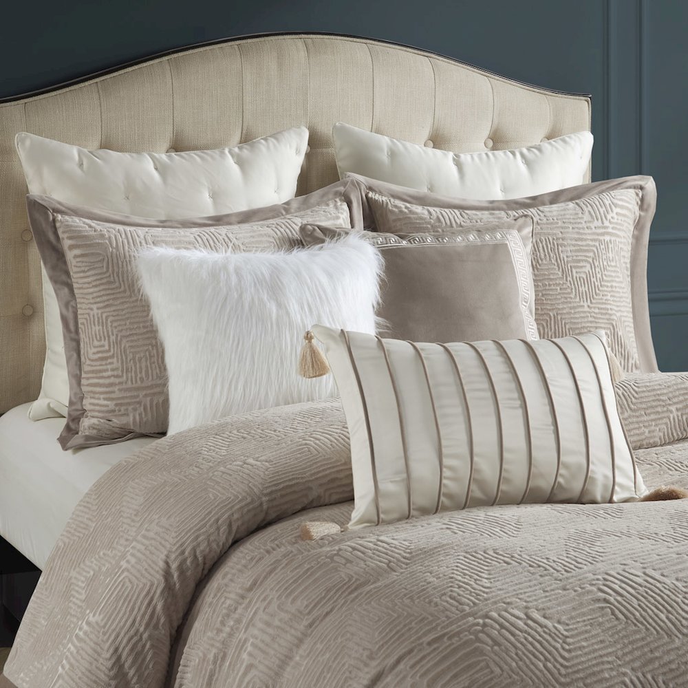 Oversized Velvet Comforter Set with Euro Shams and Throw Pillows
