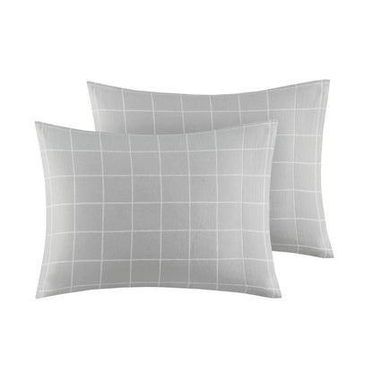 Cozy Flannel 100% Cotton Flannel Printed Sheet Set, Grey Windowpane color