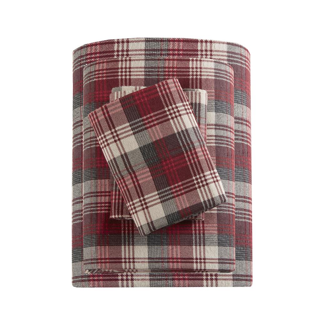 Flannel Sheet Set, Red Plaid color